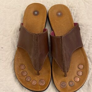 JUIL Brown Leather Slide Sandals